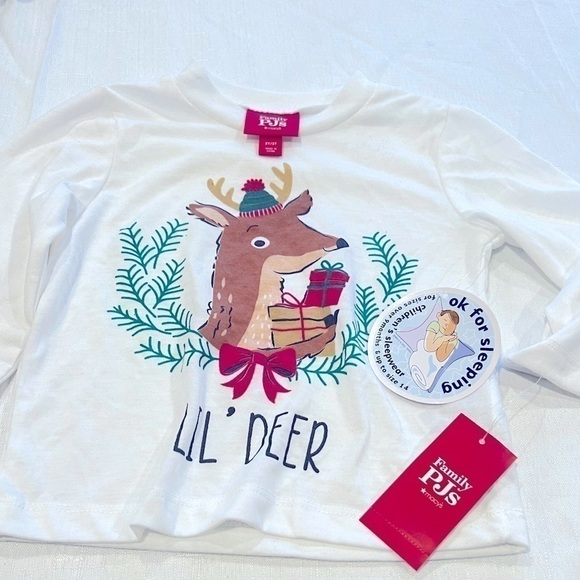 NWT FAMILY PAJAMAS Kid's Lil Deer Mix It Family Pajama top, shirt 1 pc 2T-3T - Picture 4 of 5